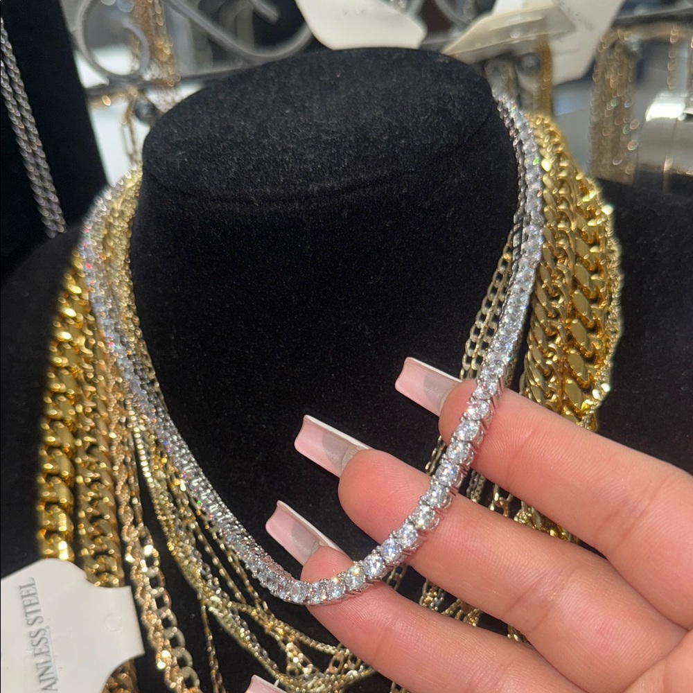 silver 16in tennis necklace